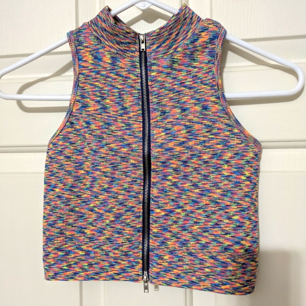 ❣️NWT Boutique Space-dye Zip-Up Tank, Size S/M 🌌🚀